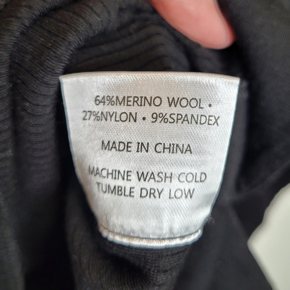 WoolX Ainsley Ribbed Merino Sweater XL Black - Picture 7 of 7